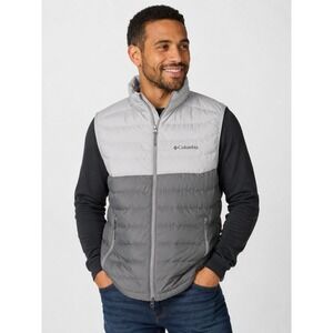 Columbia Omni-Heat Men's Gray White Quilted Puffer Vest Full Zip Size L